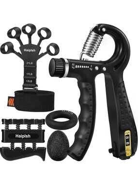 5-Pack Grip Strength Trainer Kit: Finger Exerciser, Hand Strengthener & Stress